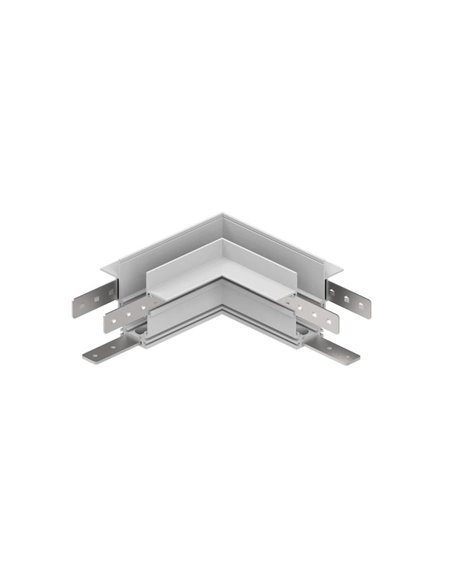 Conector unión en L 90º blanco para carril MAGNETO de superficie, conexión interna/externa