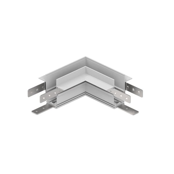 Conector unión en L 90º blanco para carril MAGNETO de superficie, conexión interna/externa