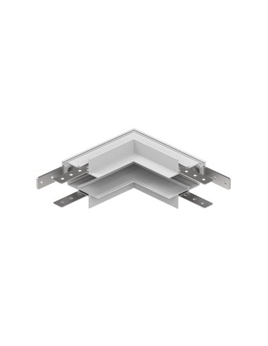 Conector unión en L 90º blanco para carril MAGNETO de superficie, conexión interna/externa