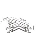 Conector unión en L 90º blanco para carril MAGNETO de superficie, conexión interna/externa