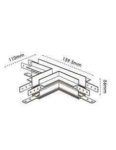 Conector unión en L 90º blanco para carril MAGNETO de superficie, conexión interna/externa 2