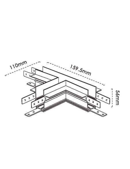 Conector unión en L 90º blanco para carril MAGNETO de superficie, conexión interna/externa