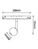 Foco LED bola blanco para carril magnético MAGNETO, 7W 3000K, 560Lm, 38º elegante y sofisticado Ø55mm