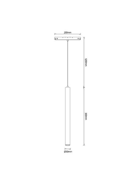 Foco colgante LED minimalista blanco 5W MAGNETO para carril magnético, 3000K 400Lm, 38º
