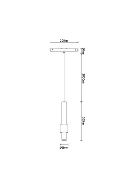 Foco colgante LED decorativo doble cuerpo blanco 7W MAGNETO para carril magnético, 3000K 560Lm, 38º