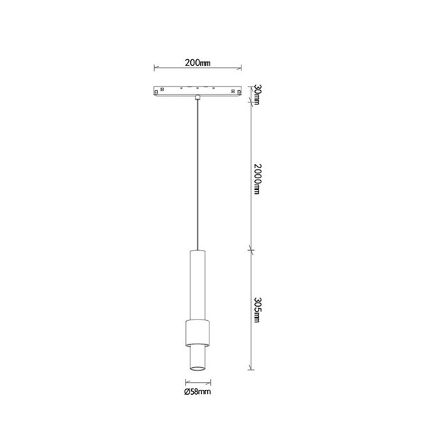 Foco colgante LED decorativo doble cuerpo blanco 7W MAGNETO para carril magnético, 3000K 560Lm, 38º