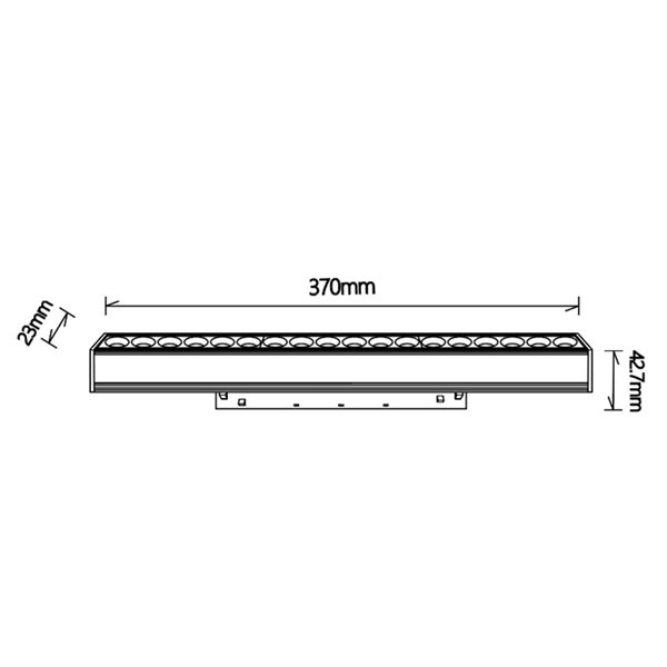 Módulo lineal con puntos LED COB 18W, para carril magnético MAGNETO, blanco 3000K 1440Lm, 50º, 370mm de largo