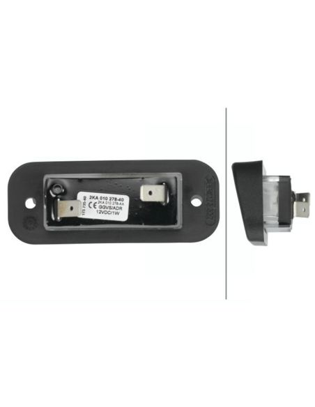 Trasera Piloto de Matrícula LED HELLA 2KA 010 278-411 12V con Conector Plano Superior John Deere E1 00