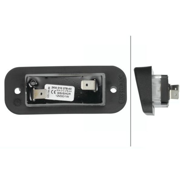 Feu de plaque d'immatriculation arrière à LED HELLA 2KA 010 278-411 12 V avec connecteur plat John Deere E1 00