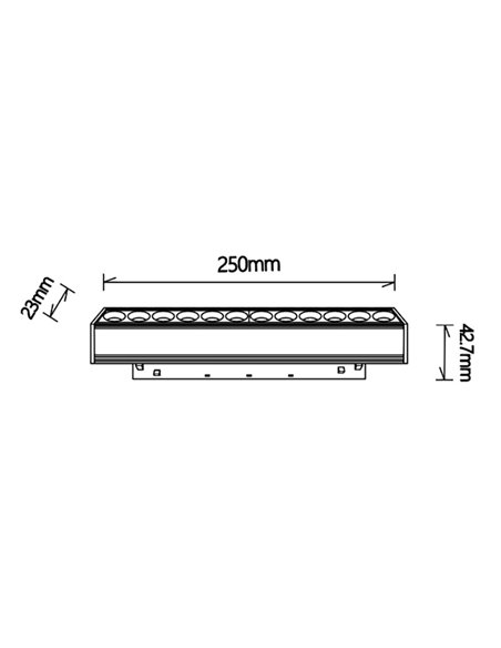 Módulo lineal con puntos LED COB 12W, para carril magnético MAGNETO, blanco 3000K 960Lm, 50º 250mm de largo