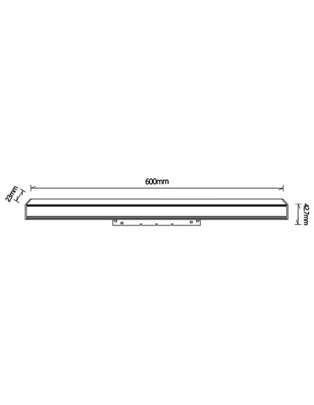 Modulo lineal LED Difusor para carril magnético 16W, blanco MAGNETO, 3000K 1280Lm, 120º, 600mm de largo