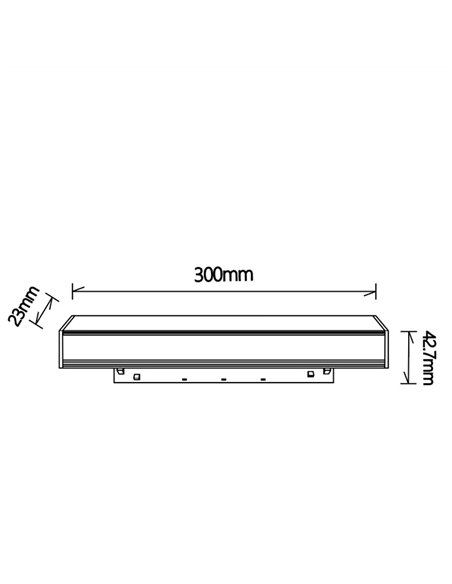 Modulo lineal LED Difusor para carril magnético 8W, blanco MAGNETO, 3000K 640Lm, 120º, 300mm de largo