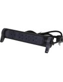 Base Multiple negra 4 tomas ransates fija y giratoria con 1,5Mts de Cable y Interruptor 2P+T, protegida sobretensiones