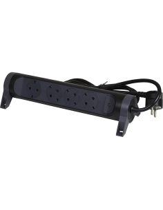 Base Multiple negra 4 tomas ransates fija y giratoria con 1,5Mts de Cable y Interruptor 2P+T, protegida sobretensiones