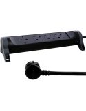Base Multiple negra 4 tomas ransates fija y giratoria con 1,5Mts de Cable y Interruptor 2P+T, protegida sobretensiones