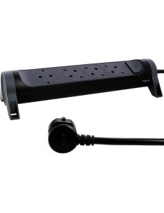 Base Multiple negra 4 tomas ransates fija y giratoria con 1,5Mts de Cable y Interruptor 2P+T, protegida sobretensiones 2