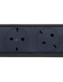 Base Multiple negra 4 tomas ransates fija y giratoria con 1,5Mts de Cable y Interruptor 2P+T, protegida sobretensiones