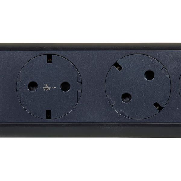 Base Multiple negra 4 tomas ransates fija y giratoria con 1,5Mts de Cable y Interruptor 2P+T, protegida sobretensiones