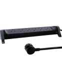 Base Múltiple Legrand 6 Tomas 2P+T con Interruptor Fija y Giratoria Cable 1,5m Negra