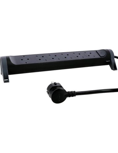 Base Múltiple Legrand 6 Tomas 2P+T con Interruptor Fija y Giratoria Cable 1,5m Negra