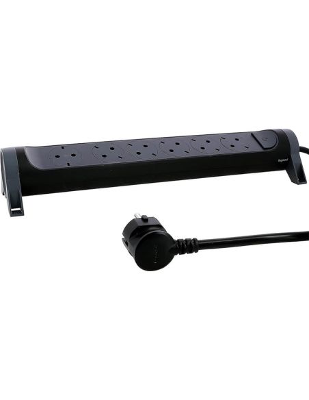 Base Múltiple Legrand 6 Tomas 2P+T con Interruptor Fija y Giratoria Cable 1,5m Negra