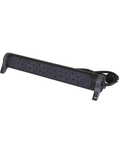 Base Múltiple Legrand 6 Tomas 2P+T con Interruptor Fija y Giratoria Cable 1,5m Negra