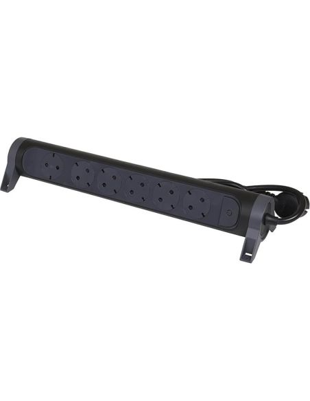 Base Múltiple Legrand 6 Tomas 2P+T con Interruptor Fija y Giratoria Cable 1,5m Negra