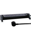 Base Múltiple Legrand 5 Tomas 2P+T Fija y Giratoria con Interruptor 1,5m Negra