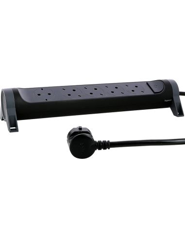 Base Múltiple Legrand 5 Tomas 2P+T Fija y Giratoria con Interruptor 1,5m Negra
