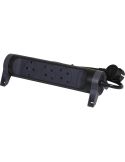 Base Múltiple Legrand Fija y Giratoria 3 Tomas 2P+T con Interruptor 1,5m Negra