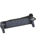 Base Múltiple Legrand Fija y Giratoria 3 Tomas 2P+T con Interruptor 1,5m Negra