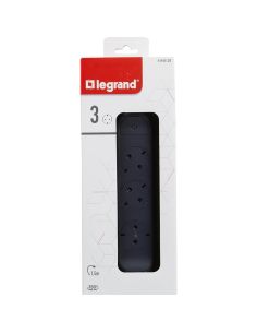 Base Múltiple Legrand Fija y Giratoria 3 Tomas 2P+T con Interruptor 1,5m Negra 2