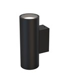 Aplique de pared exterior cilíndrico negro con doble luz PERE, IP65 2xGU11