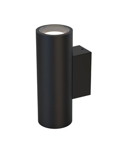 Aplique de pared exterior cilíndrico negro con doble luz PERE, IP65 2xGU11