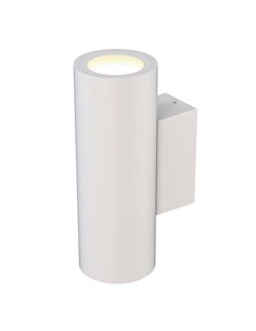 Aplique de pared exterior cilíndrico blanco con doble luz PERE, IP65 2xGU10 2