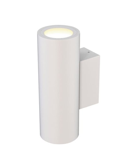 Aplique de pared exterior cilíndrico blanco con doble luz PERE, IP65 2xGU10