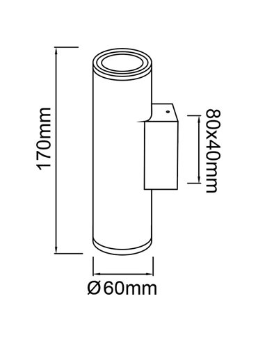 Aplique de pared exterior cilíndrico blanco con doble luz PERE, IP65 2xGU10