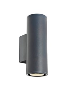 Aplique de pared exterior cilíndrico con doble luz PERE, IP65 2xGU10, gris oscuro