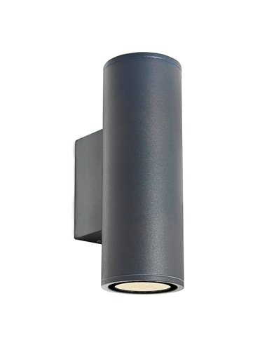 Aplique de pared exterior cilíndrico con doble luz PERE, IP65 2xGU10, gris oscuro