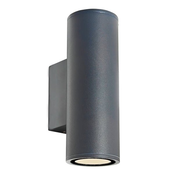 Aplique de pared exterior cilíndrico con doble luz PERE, IP65 2xGU10, gris oscuro