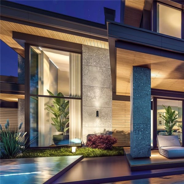 Aplique de pared exterior cilíndrico con doble luz PERE, IP65 2xGU10, gris oscuro