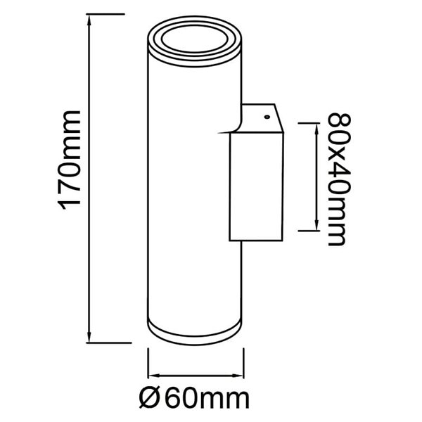 Applique d'extérieur cylindrique double lumière PERE, IP65 2xGU10, gris foncé