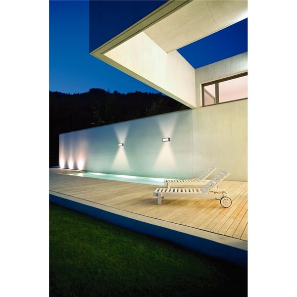Aplique LED retangular para exterior com luz ascendente e descendente CANCÚN, IP65 10,5 W 3000 K cinza escuro