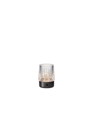 Luz LED de mesa exterior con forma de vaso LAX, 1W 3000K, base negro níqel, recargable
