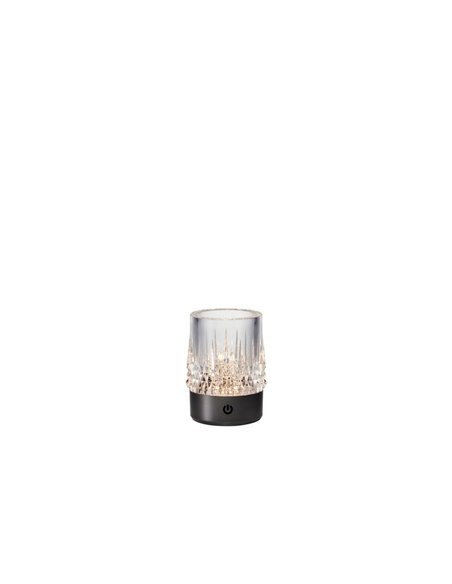 Luz LED de mesa exterior con forma de vaso LAX, 1W 3000K, base negro níqel, recargable