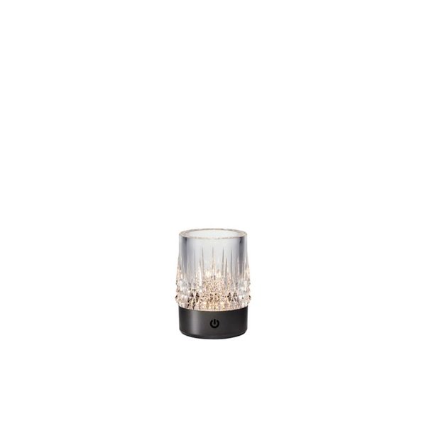 Luz LED de mesa exterior con forma de vaso LAX, 1W 3000K, base negro níqel, recargable