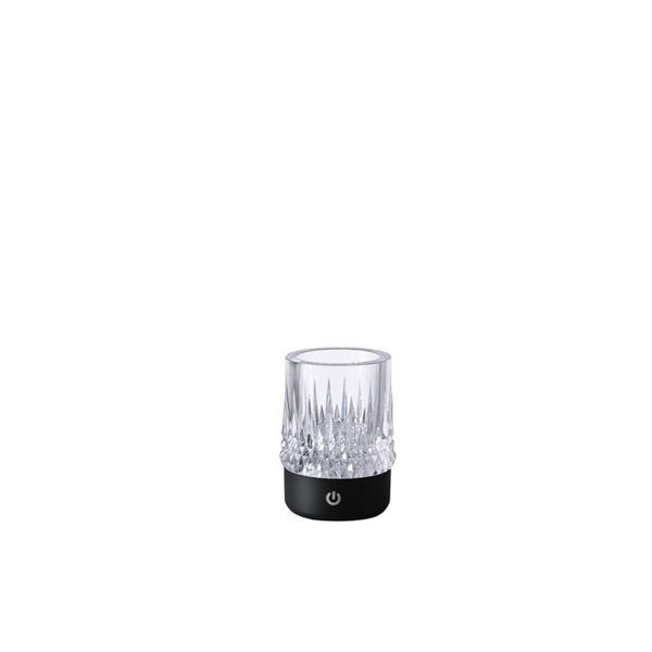 Sobremesa con forma de vaso con luz LED LAX, recargable, 1W 3000K, base negro mate, para exterior