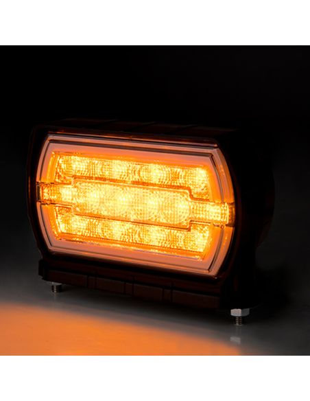 Phare LED avec support inférieur avec feu de position néon et feu clignotant A 1 CleoFront 12V 24V