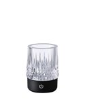 Lampe de table LED en verre LAX, rechargeable, 1W 3000K, base noire mate, pour usage extérieur