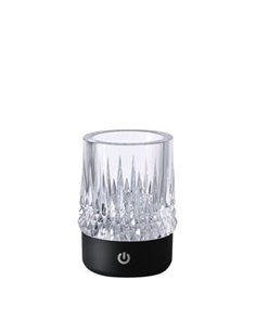 Lampe de table LED en verre LAX, rechargeable, 1W 3000K, base noire mate, pour usage extérieur
